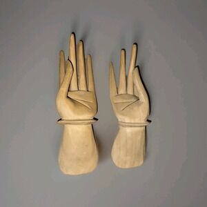 Vintage Indonesia Bali Wood Carving Carved Set Of Left And Right Hand 7"